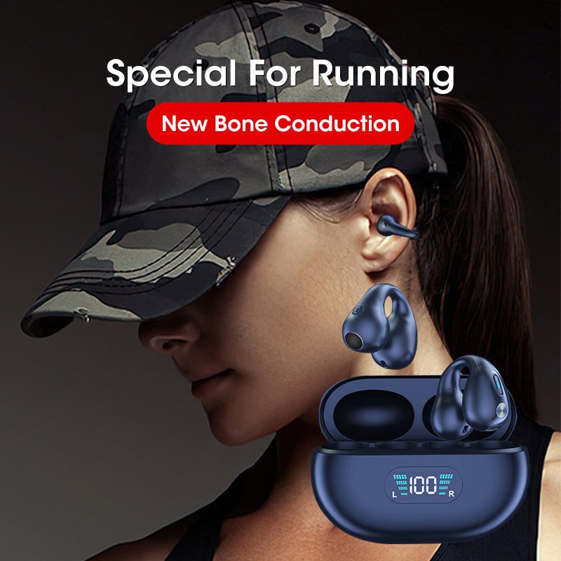 Bone Conduction Headphones TWS Earbuds Ear Clip Bluetooth 5.3 Touch Wireless Earphone In-Ear Bass Sports Headset